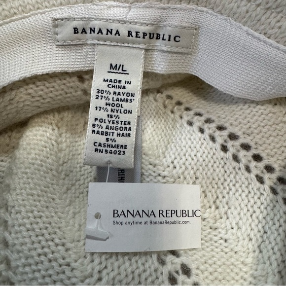 NWT BANANA REPUBLIC crème color rayon, wool blend ladies knit bucket hat - Picture 5 of 7